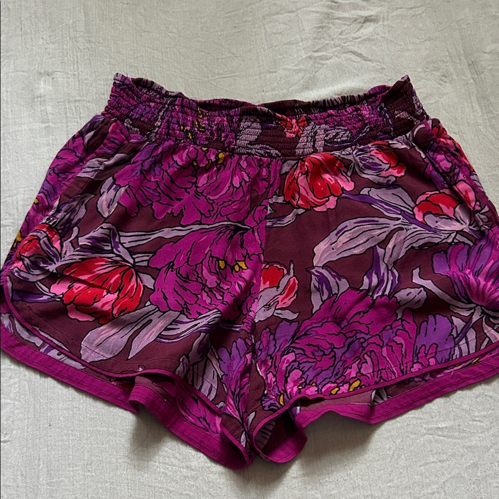 Anthropologie Pink and Purple Floral Shorts